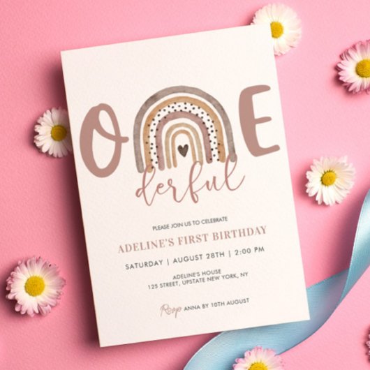 オンダーフル招待状1stバースデーガールパーティーボホ 招待状