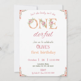 オンダーフル誕生日ガール招待状1st誕生日 招待状