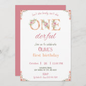 オンダーフル誕生日ガール招待状1st誕生日 招待状 (正面/裏面)