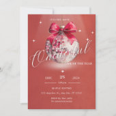 オンダーフル誕生日クリスマスディスコボール招待状 招待状 (正面)