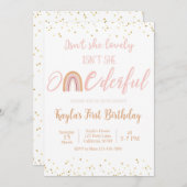 オンダーフル誕生日招待状ファーストバースデーパーティー 招待状 (正面/裏面)