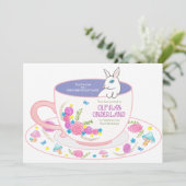 オンダーランドファースト誕生日招待状水彩 サンキューカード (スタンド正面)