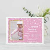 オンダーランド冬ピンクの雪片フォトワンダーランド 招待状 (スタンド正面)