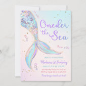 オンデア ザ シー マーメイド 1歳の誕生日パーティー 招待状 (正面)