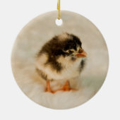 オンドリおよびひよこの円形の陶磁器のクリスマスのオーナメント セラミックオーナメント (裏面)