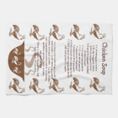 オンドリおよびスープボウルのチキンスープのレシピ キッチンタオル (横)