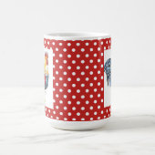 オンドリおよび赤い水玉模様のマグ コーヒーマグカップ (中央)