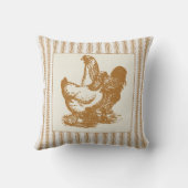 オンドリおよび鶏とカチカチ音をたてているブラウン クッション (裏面)