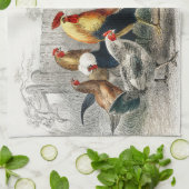 オンドリおよび鶏 キッチンタオル (折り畳み)