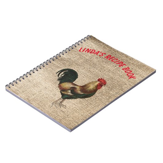 オンドリが付いているレシピの本およびパーソナライズ ノートブック (左側)