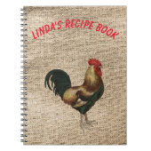 オンドリが付いているレシピの本およびパーソナライズ ノートブック (正面)