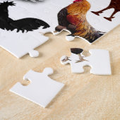 オンドリのコラージュのヴィンテージの素朴な鶏 ジグソーパズル (側面)