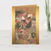 オンドリの新年2017の日本人の絵画カード シーズンカード (正面)