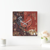 オンドリの時計 スクエア壁時計 (ホーム)