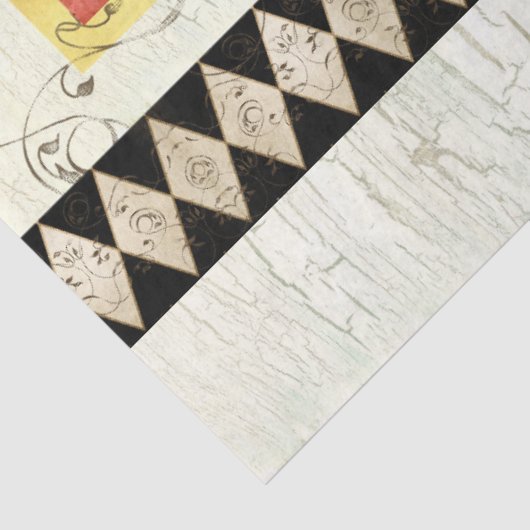 オンドリの水の色の素朴ハーレクイン木材のデコパージュ 薄葉紙 (詳細)