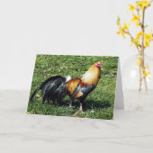 オンドリの水彩画のポートレートのブランクの挨拶状 カード (黄色い花)