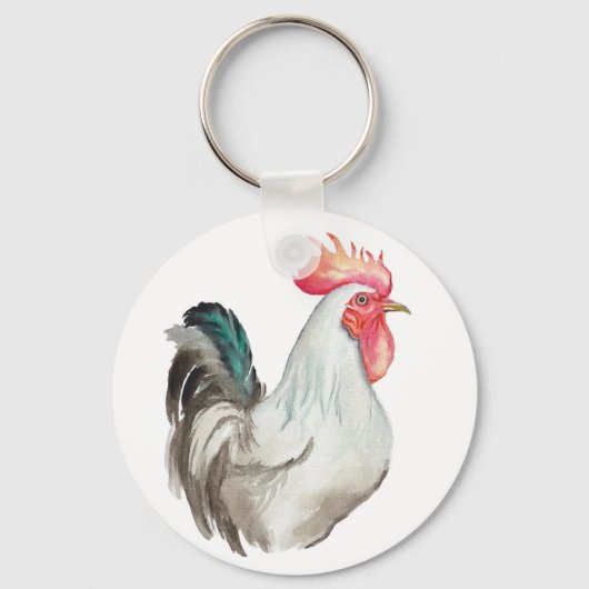 オンドリの水色の手スケッチ キーホルダー (正面)