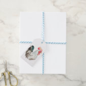 オンドリの水色の手スケッチ ギフトタグ (より糸付き)