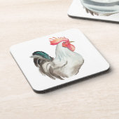 オンドリの水色の手スケッチ コースター (左側)