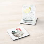 オンドリの水色の手スケッチ コースター (右側)