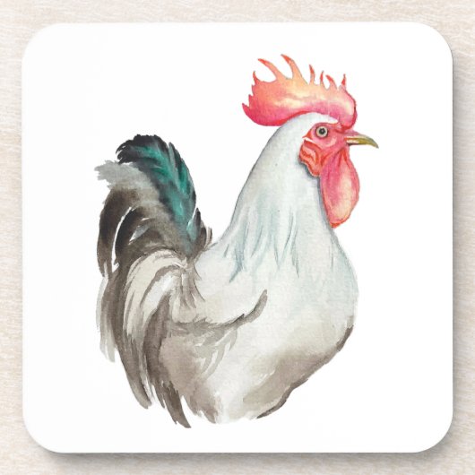 オンドリの水色の手スケッチ コースター (正面)