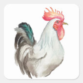 オンドリの水色の手スケッチ スクエアシール (正面)