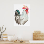 オンドリの水色の手スケッチ ポスター (キッチン)