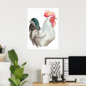 オンドリの水色の手スケッチ ポスター (ホームオフィス)