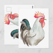 オンドリの水色の手スケッチ ポストカード (正面/裏面)