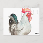 オンドリの水色の手スケッチ ポストカード (裏面)