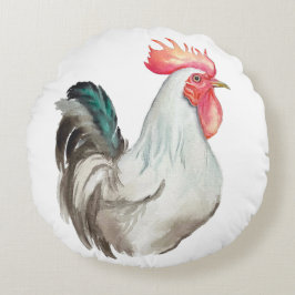 オンドリの水色の手スケッチ ラウンドクッション