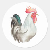 オンドリの水色の手スケッチ ラウンドシール (正面)