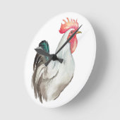 オンドリの水色の手スケッチ ラウンド壁時計 (傾斜)