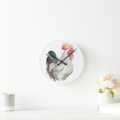 オンドリの水色の手スケッチ ラウンド壁時計 (ホーム)