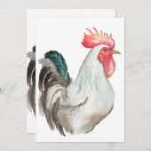 オンドリの水色の手スケッチ 招待状 (正面/裏面)