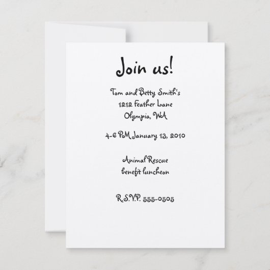 オンドリの芸術: Wyandotteの黒くレースのような鶏のギフト 招待状 (裏面)