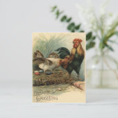オンドリの雌鶏のイースターによって着色される色彩の鮮やかな卵の巣 シーズンポストカード (スタンド正面)