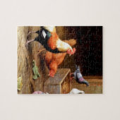 オンドリの雌鶏ハト ジグソーパズル (横)