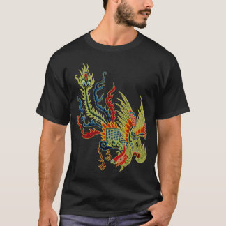 オンドリの頭部が付いている写実的なドラゴン Tシャツ