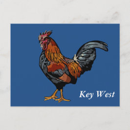 オンドリのKey Westの青い郵便はがき ポストカード