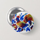 オンドリのPetrykivkaのウクライナ人の芸術 缶バッジ (正面&裏面)