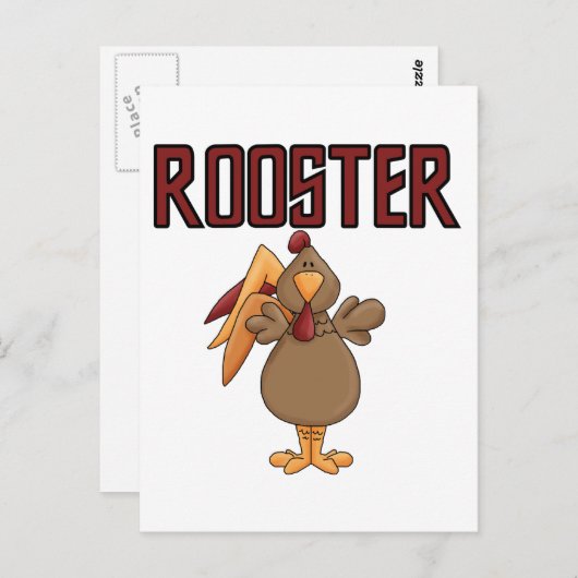 オンドリのTシャツおよびギフト ポストカード (正面/裏面)