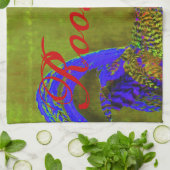 オンドリタオルは3.コバルトブルー、赤、緑の置きました キッチンタオル (折り畳み)