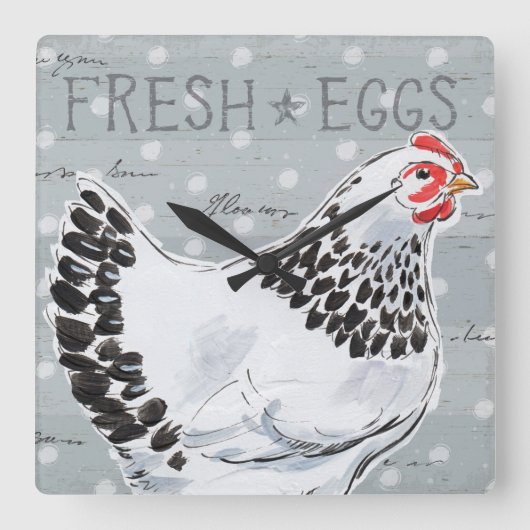 オンドリ呼出しII スクエア壁時計 (正面)