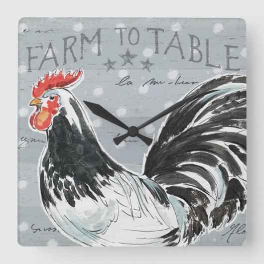 オンドリ呼出しIII スクエア壁時計 (正面)