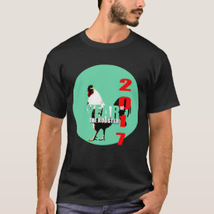 オンドリ年2017の緑の円のワイシャツ Tシャツ