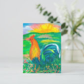 オンドリ絵画ー水 ポストカード (スタンド正面)