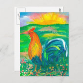 オンドリ絵画ー水 ポストカード (正面/裏面)