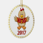オンドリ2017年のパーソナライズな生まれる年 セラミックオーナメント (右)
