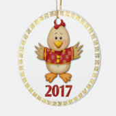 オンドリ2017年のパーソナライズな生まれる年 セラミックオーナメント (左)